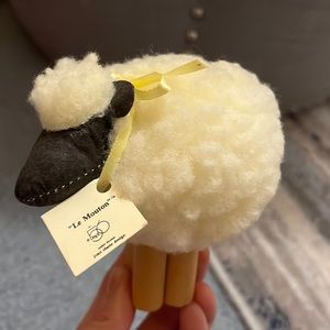 VTG Department 56 Le Mouton Fuzzy Sheep with Wooden legs